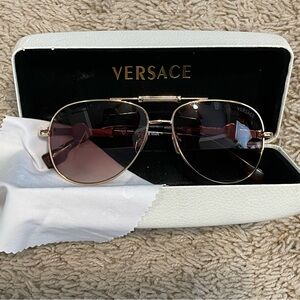 Versace Black and Gold Aviator Sunglasses